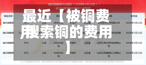 最近【被铜费用,搜索铜的费用】