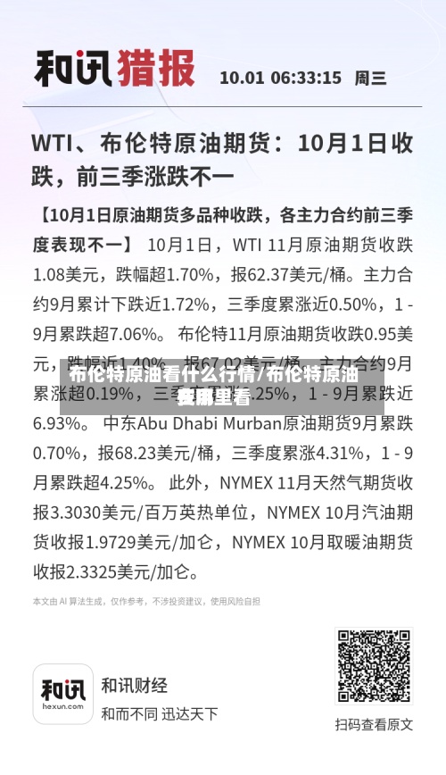 布伦特原油看什么行情/布伦特原油费用在哪里看
