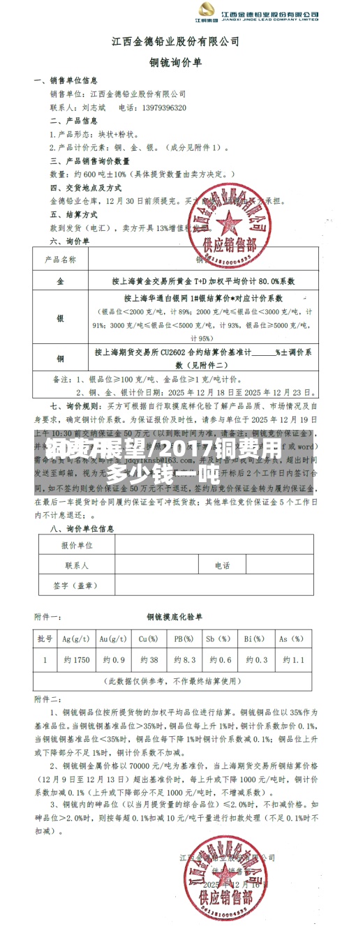 铜费用2017展望/2017铜费用多少钱一吨