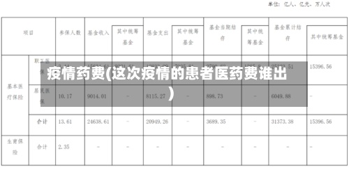 疫情药费(这次疫情的患者医药费谁出)