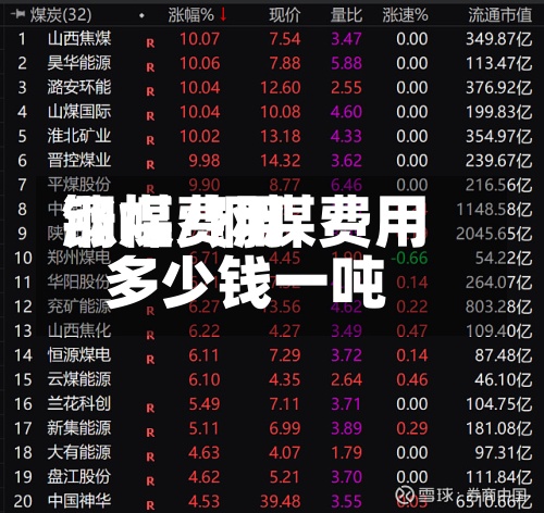 钢煤费用涨幅/钢煤费用多少钱一吨