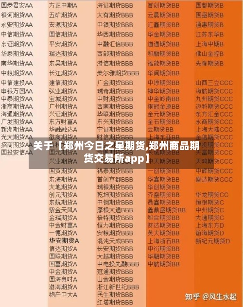 关于【郑州今日之星期货,郑州商品期货交易所app】