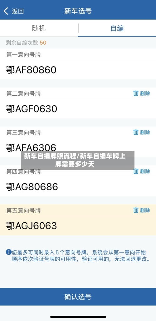 新车自编牌照流程/新车自编车牌上牌需要多少天-第3张图片