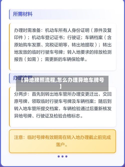【异地牌照流程,怎么办理异地车牌号】