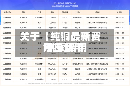 关于【纯铜最新费用,纯铜费用今日费用一斤】