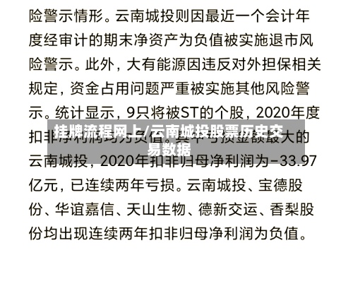 挂牌流程网上/云南城投股票历史交易数据