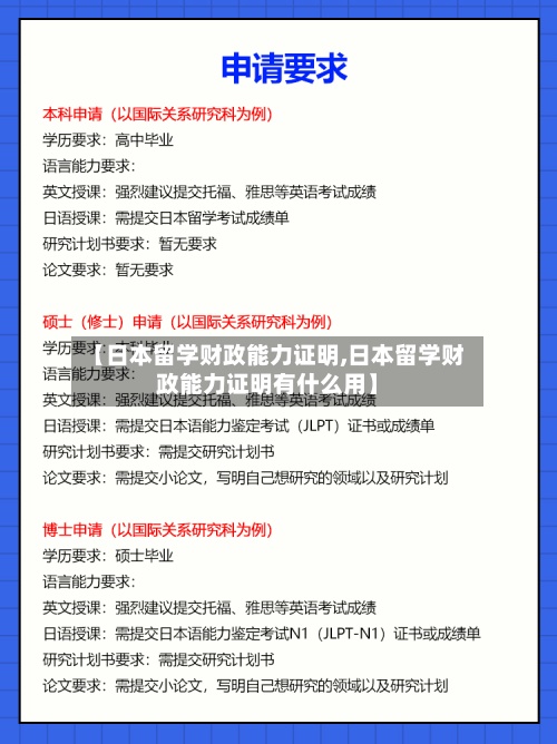【日本留学财政能力证明,日本留学财政能力证明有什么用】
