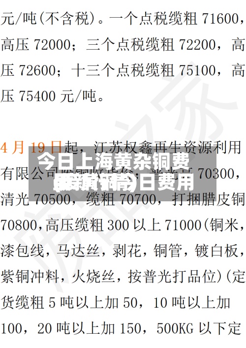 今日上海黄杂铜费用(废黄铜今日费用最新行情)-第2张图片