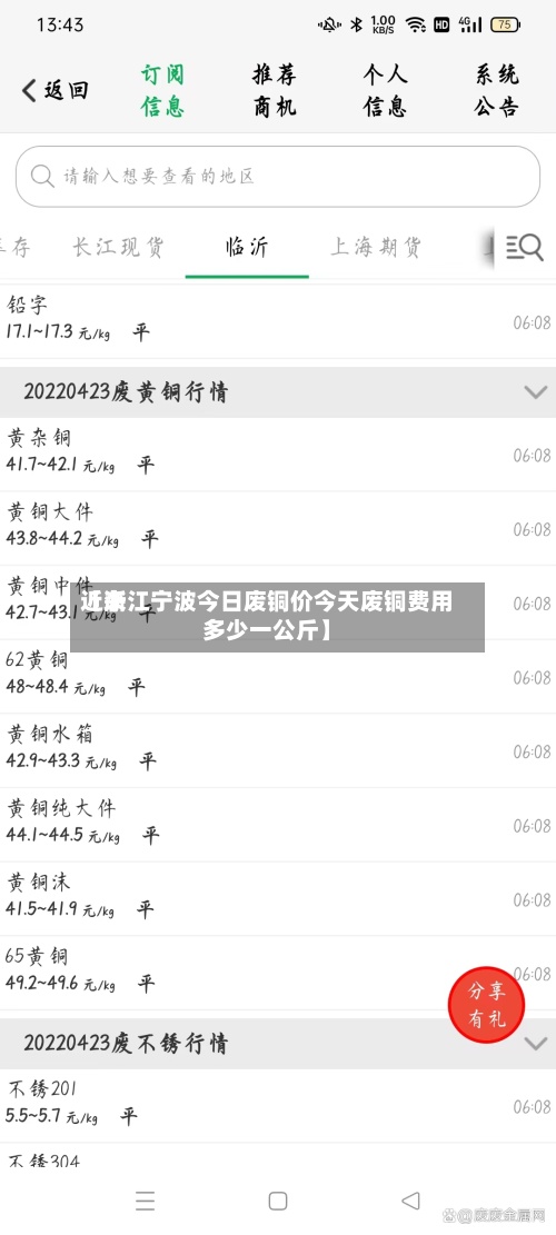 近来【浙江宁波今日废铜价今天废铜费用多少一公斤】