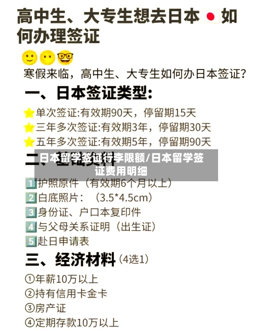 日本留学签证行李限额/日本留学签证费用明细