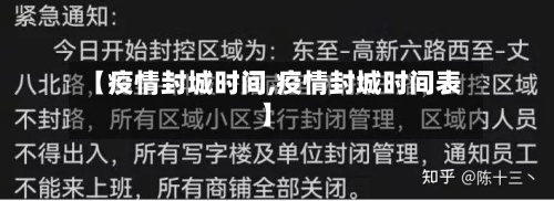 【疫情封城时间,疫情封城时间表】
